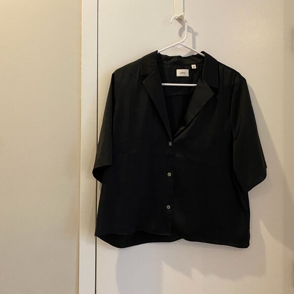 Aritzia Wilfred Beso Shirt | SATIN BLACK | Size L - Picture 2 of 5